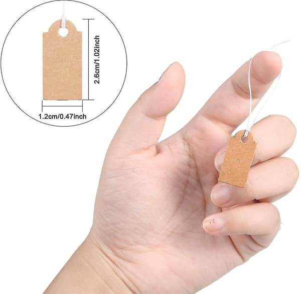 300 tomma prislappar med elastiskt linne, kraftpapper --