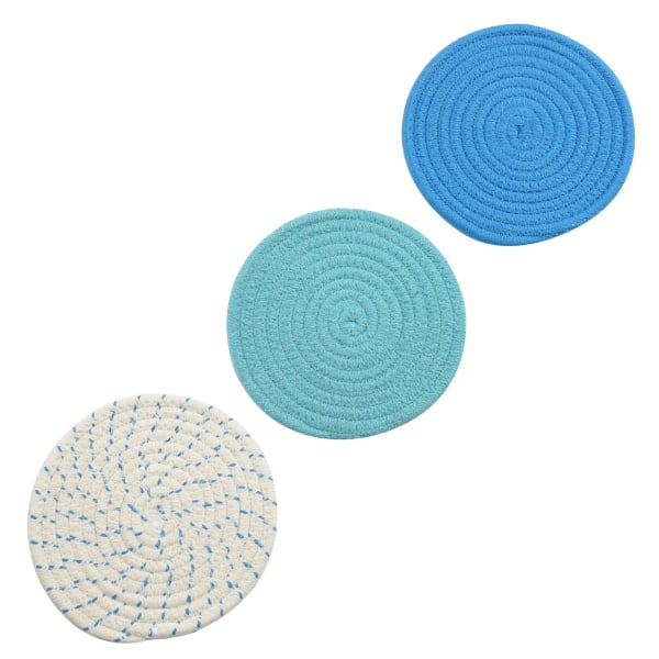 Set Set 100 % ren bomullshållare ( set med 3) varma mattor, skedstöd för matlagning och bakning med diameter 8 tum (blå )