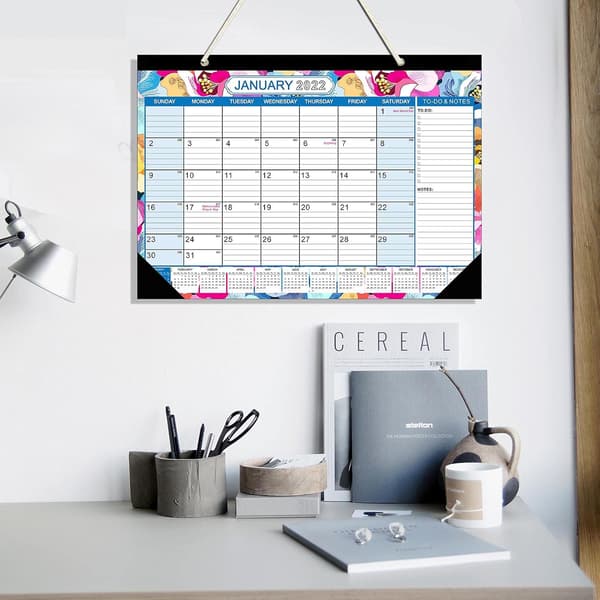 2022.1-2023.6 Engelsk stor blomsterbordkalender, kreativ 18 måneder