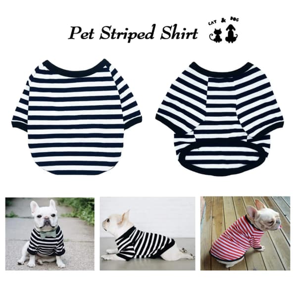 4-delt T-shirt til sommerdyr og hund, stribet rund hals xl