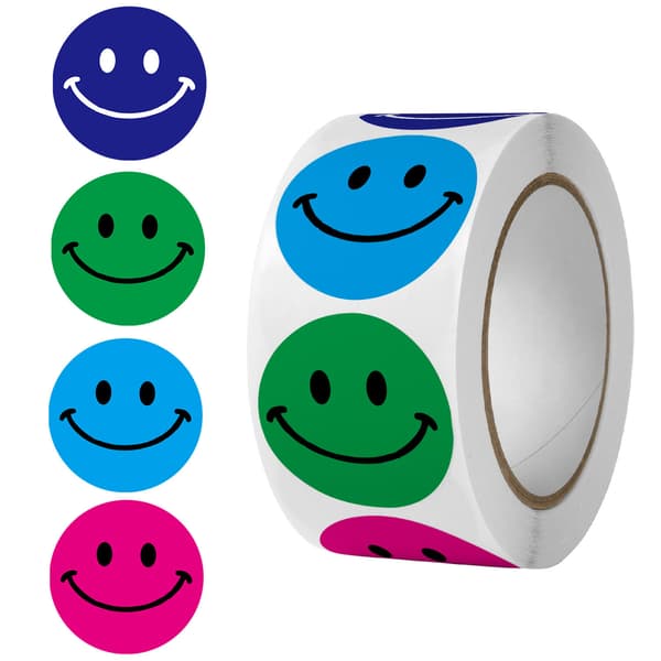 #500 stk Forseglede Temastikker - Glad Emoji, Gaveetikettstikker, #