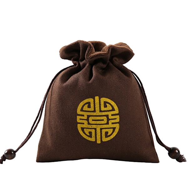 Minismykker Terninger Kortveske Trykk Snørestropp Pose Rune Divinasjoner Tarotveske Bomullsstoff Spillkort Oppbevaringsveske Coffee