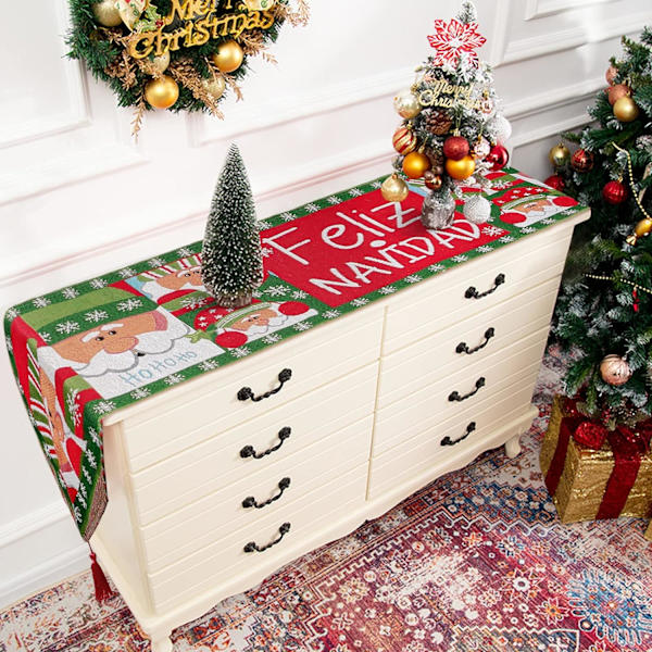 Julbord skateboard broderad Santa Claus Älg Röd Buffalo Pläd Bordsskateboard (tomten)