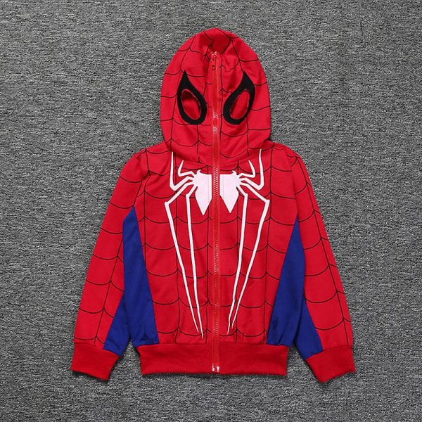 Pojat Hämähäkkimies Cosplay Puku Verryttelypuku Setti Täysi Vetoketjullinen Hupparitakki Takki Housut Lapset Halloween Asu 7-8 Vuotta Blue 5-6 Years