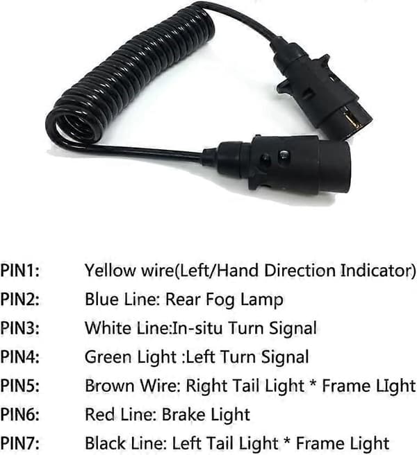 7-pins 2M Tilhengerforlengerledning, Tilhengerpluggkontakt, Rund Elektrisk Kobling for Sleping av Campingvogn/Lastebil