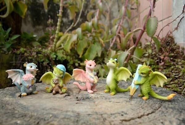 Fantasi Miniatyrfigur Eventyrhage Grønn Rex Drage Kreativ Søt C