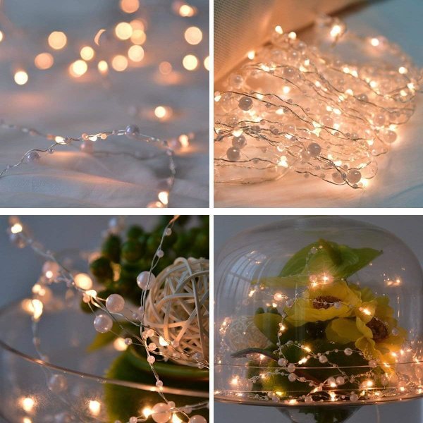 String Lights Batteridriven 100 LED 10M Pearl Fairy Light med