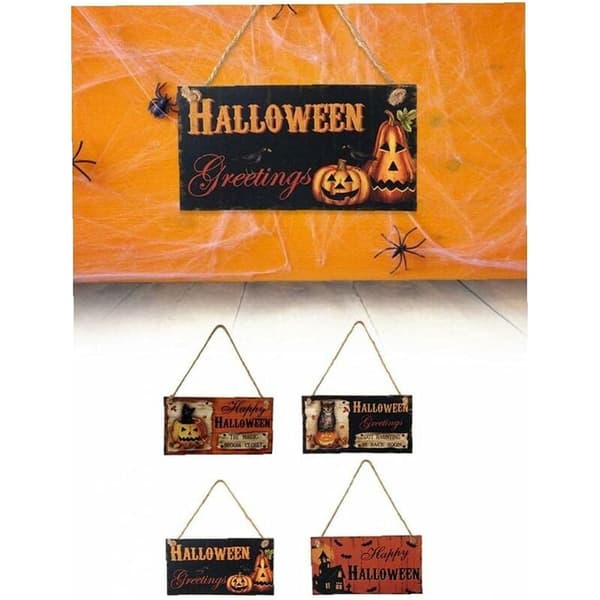 Hainice Halloween Träskylt Dörr Väggdekorationer Ornament Par