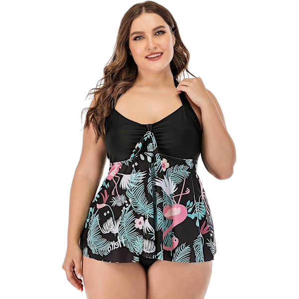 Dame plus size Tropical Flamingo Hater Swing Top Tankini