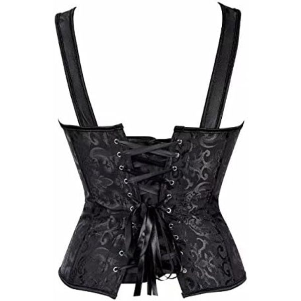Korsetit naisille Overbust Bustier Top Gothic Sexy Shoulder Black6806 L