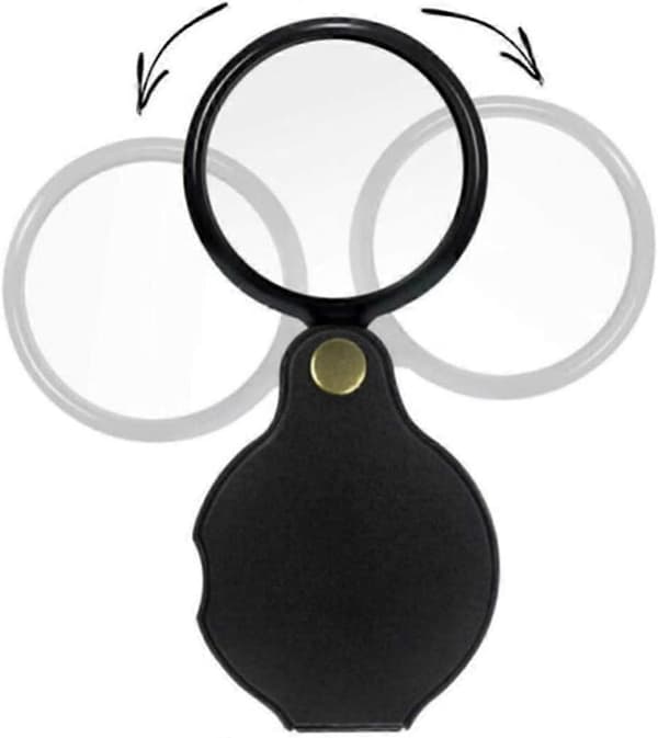 Lommeforstørrelsesglass, 70 mm 10X Mini Sammenleggbart Forstørrelsesglass med Roterende