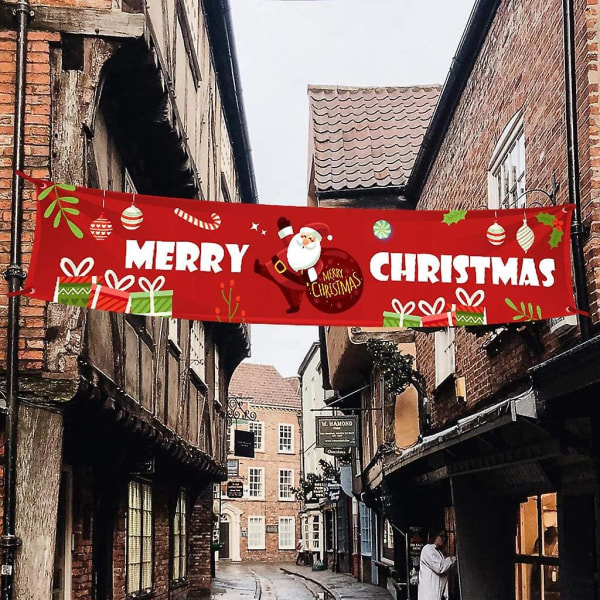 Merry Christmas Banner Stor Xmas veranda skilt Bannere Plakat Innendørs utendørs Julebord hengende dekorasjoner
