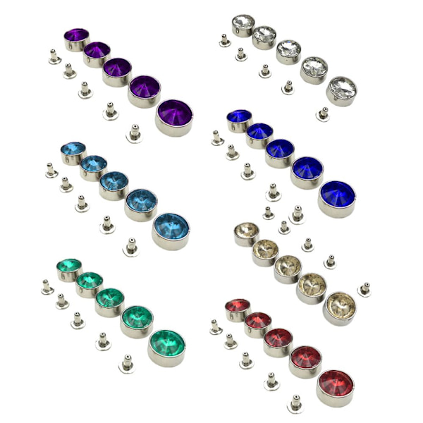 Set Crystal Quick Nitar Nailhead Punk Nitar för Kläddekor Vit