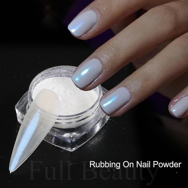 Spejl Neglepulver Pigment Perle Hvid Gnid På Nail Art Glitter Støv Krom Aurora Blå Manicure Holografiske Dekorationer TrzyZY03 Blå