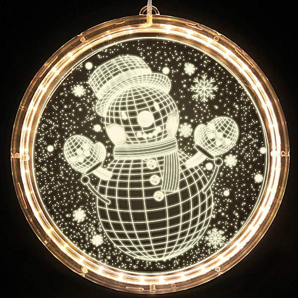Jouluiset koristeelliset ikkunavalot, taustavalo Snowman