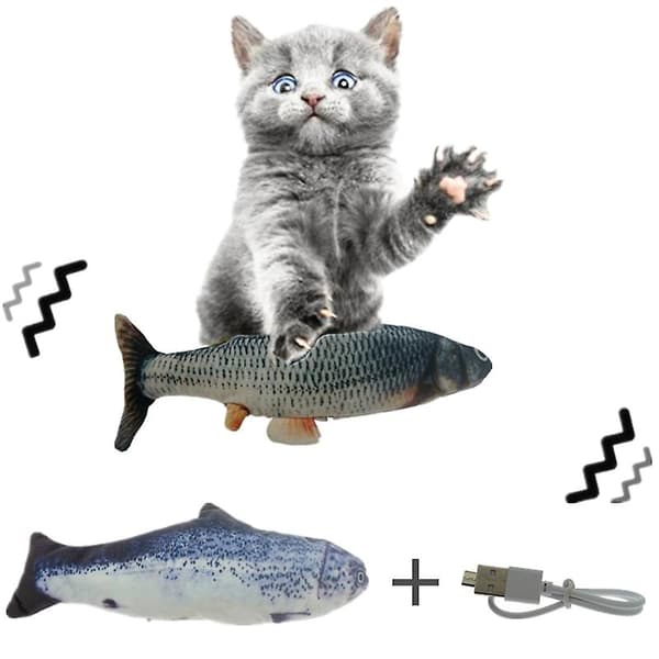 (Fisk 4) 30CM Kæledyr Kat Legetøj USB Opladningssimulering Elektrisk