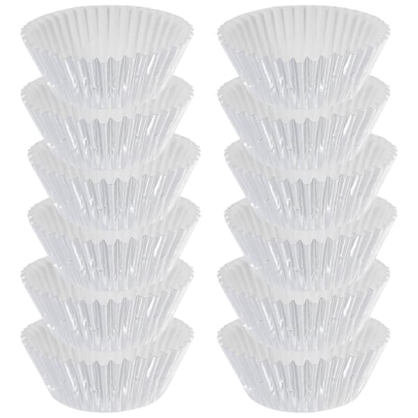 100 stk Tykkede aluminiumsfoliekopper, cupcakeformer, minikake- og muffinsformer, bakeformer (Sølv)