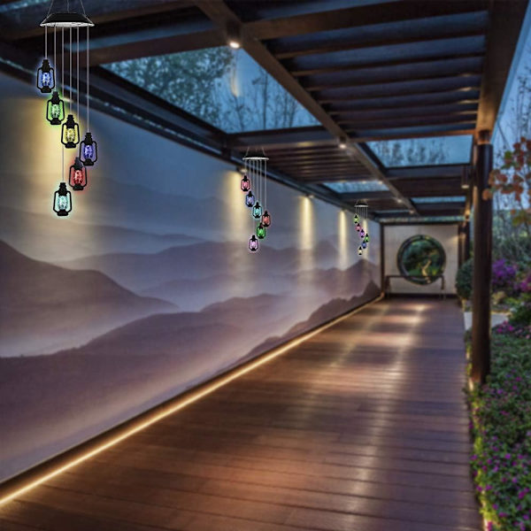 Lanterner Solar Wind Chimes til udendørs LED-lys, farveskiftende vandtætte Windchimes Unique Outdo
