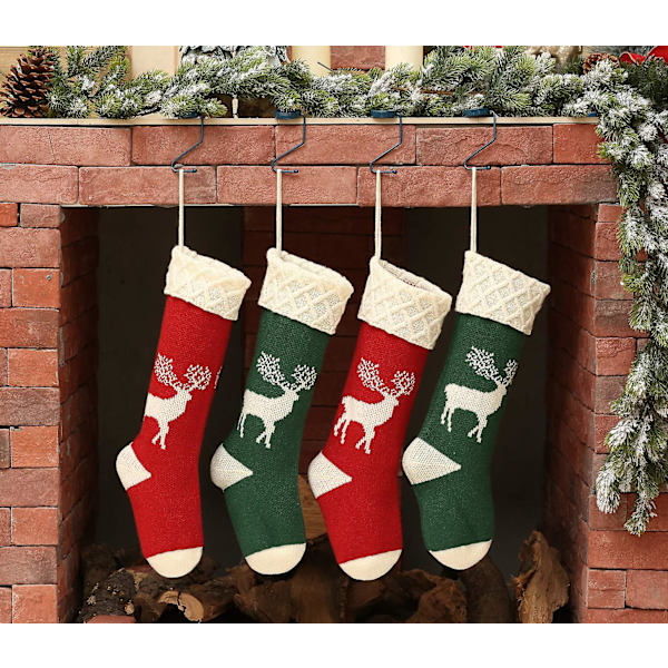 Julstrumpor, Stickade Renmönster Xmas Strumpor Strumpa