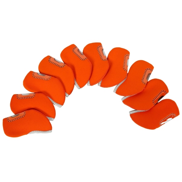 10 Styck Golf Iron Headcover Tjock Neopren Golf Iron Head Cover Golf Club Headcover med genomskinligt fönster Passar de flesta märken Orange