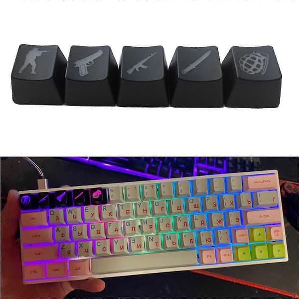 5 taster mekanisk tastatur erstatningstilbehør ABS tastehetter for Cherry MX