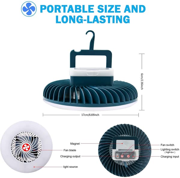 Campingvalo, 54 USB ladattavaa LED-campingvaloa, tuulettimet