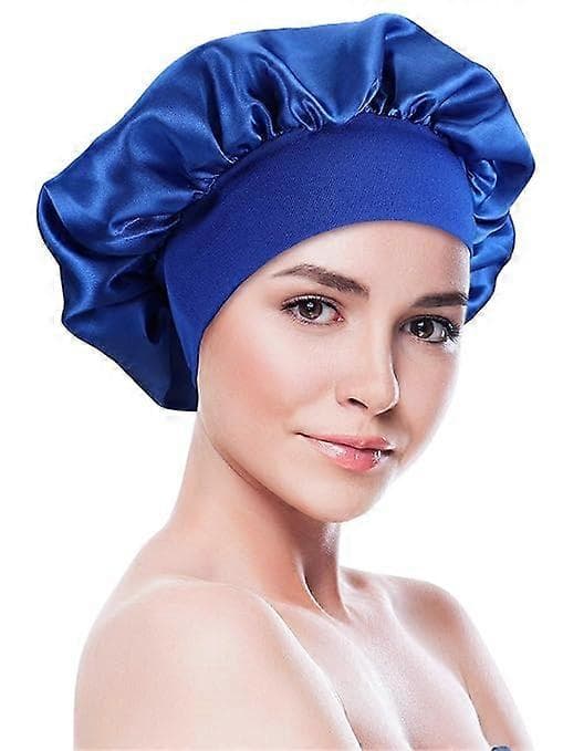 3 Stykker Sovehætte Satin Bonnet Nattehovedbeklædning Sovende Bløde Hårturbaner til Kvinder og Piger (Sølv Vinrød Kongeblå)
