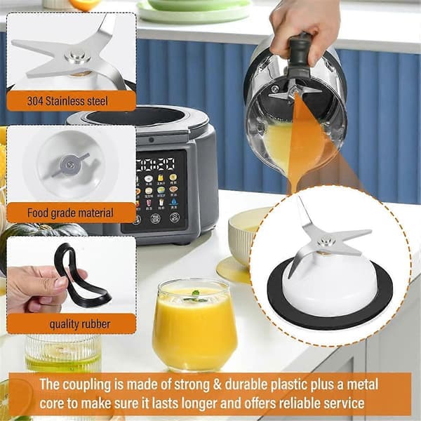 9704230 Blenderkobling med skruenøglekit Blenderblad 4-bladet med gummipakning til blenderdele