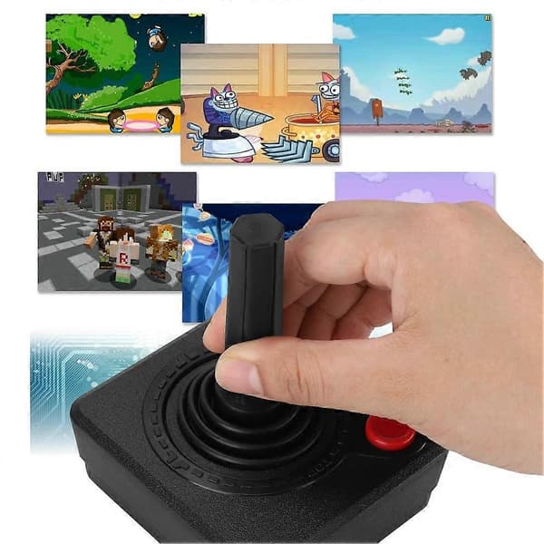 Spilcontroller, analog joystick-controller med én knaps betjening og firevejs joystick, ergonomisk design, klassisk retro joystick til At