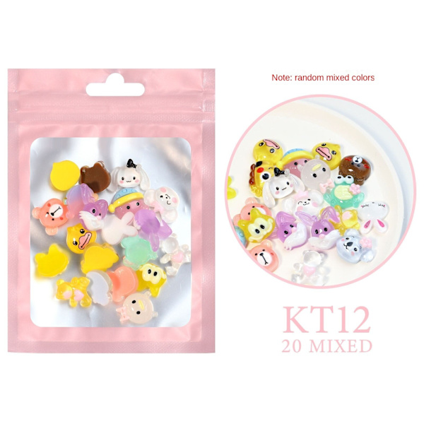 Nail Art Resin Cartoon Ornament Mixed Mini Small Soft Girly 12 frozen animals