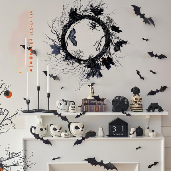 Halloween julsimulering Bat Displayfönster och dörr Hangi