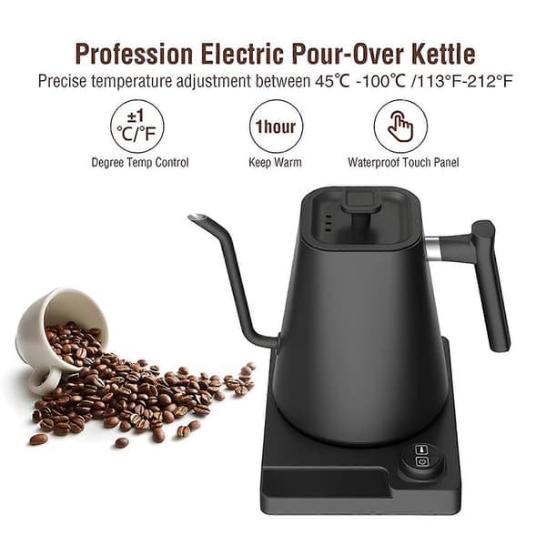 Elkedel 1200W 1-24 timers timer Håndbrygget kaffe Svanenhals elkedel til hjemmekontor