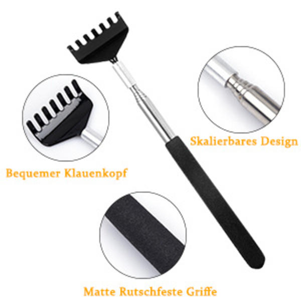 4 delar Back Scratcher, Teleskopisk Rostfritt stål Back Scratch