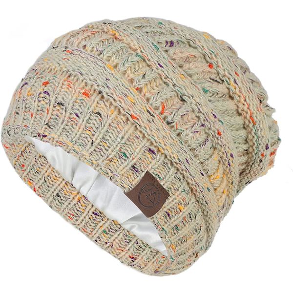 Huer Dame Satinforet Hue Vinterhatte Til Kvinder Silkeforet Slouchy Beanie Til Vinter Varm Strikket Hue med Opsmøg