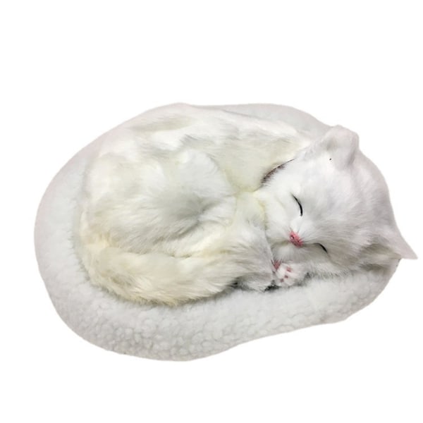 Söt simulering sovande katt/hund plyschdocka med bo andning F G