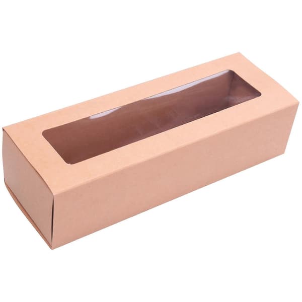 Macaron Transparent Fönsterlåda Kraftpapper Låda Bakning Kex Månkaka Matförpackningslåda