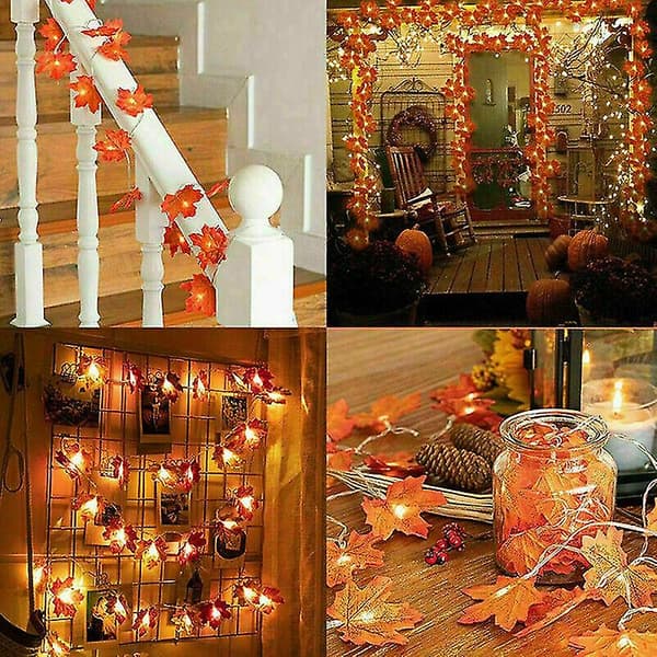 Led Lönnlöv Höst Garland String Ljusinredning Halloween Juldekor 3M 20LEDS