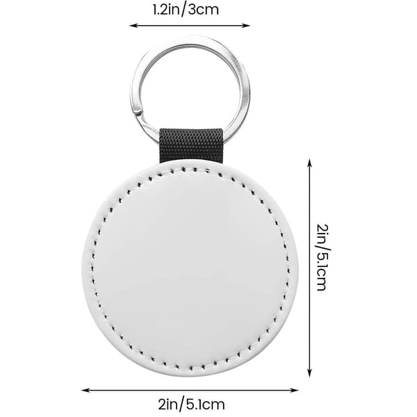 10-pack sublimeringsämnen PU-läder DIY värmeöverföring nyckelring (silver rund)