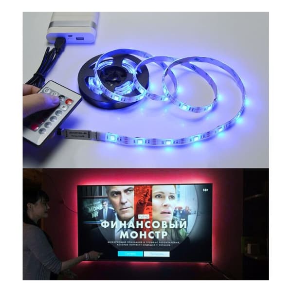 HANBING Colorful LED Strip Light USB Color Background Light Strip (1 Meter + Controller + 24 Key Remote)