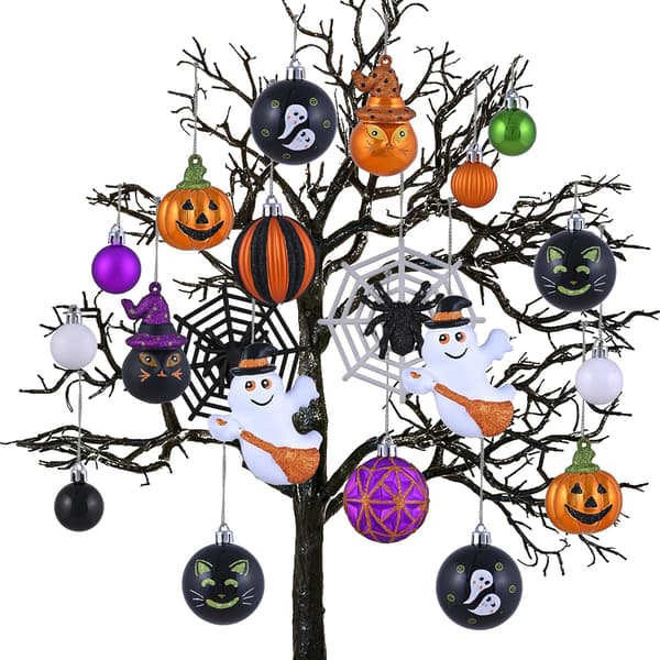 40 stk. Halloween pynteting - spøgelse edderkoppespind hat kat