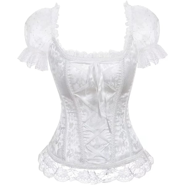 Korsetit naisille Overbust Bustier Top Gothic Sexy Shoulder 8108white XL