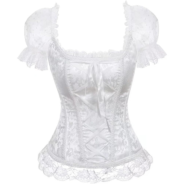 Korsetter til kvinder Overbust Bustier Top Gotisk Sexet Skulder 8108white M