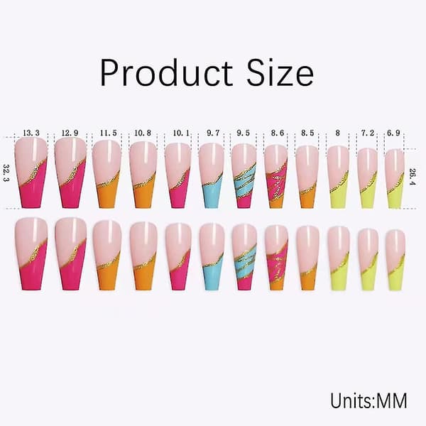 Press On Nails Långa Fake Nails Rosa Blank Akryl