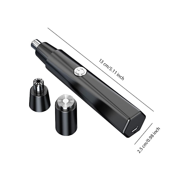 Næsehårstrimmer USB-opladning Elektrisk hårfjerner Blue 2Pcs Head