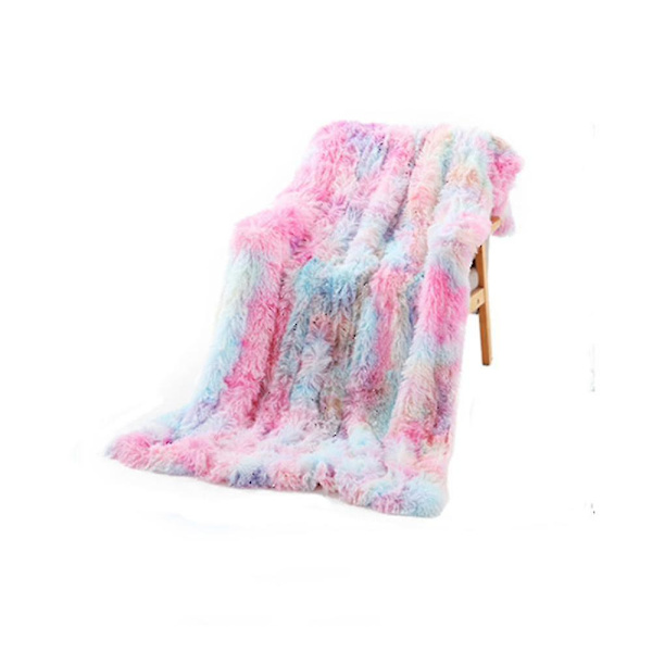 Dubbellager Tie-dye Pv Fleecefilt Shaggy Fluffy Varm Mysig filt