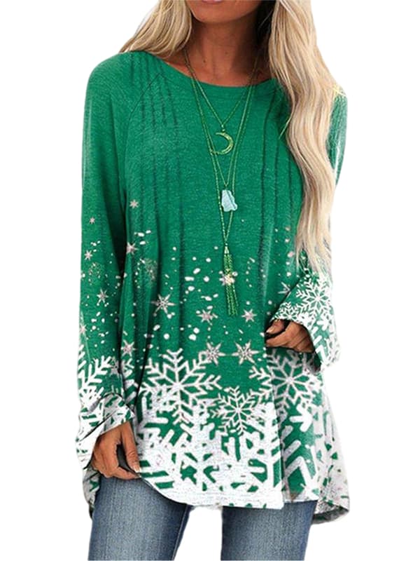 Plus Size Dam Blommig Skjorta Topp Casual Lös Tunika Pullover Tee green 3XL