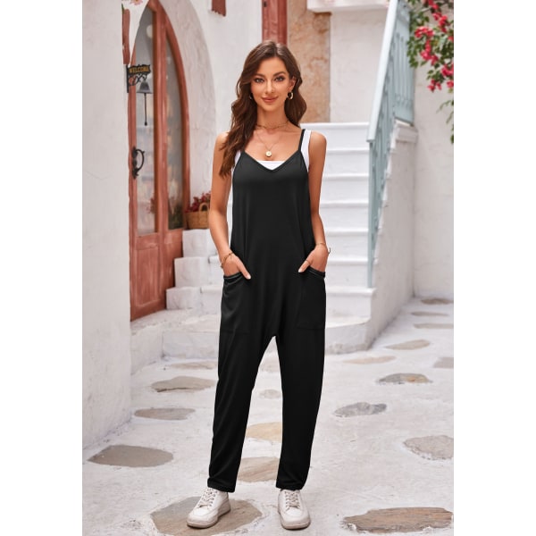 Kamiole jumpsuit med løs glidelås black s