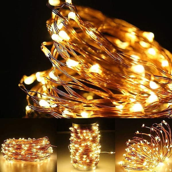 100 Led 32,8-fots Fairy Copper String Lights USB -drivna, dimbara kontroll Star String Lights Inomhus och utomhus sovrum Vägg Terrass Hembelysning De