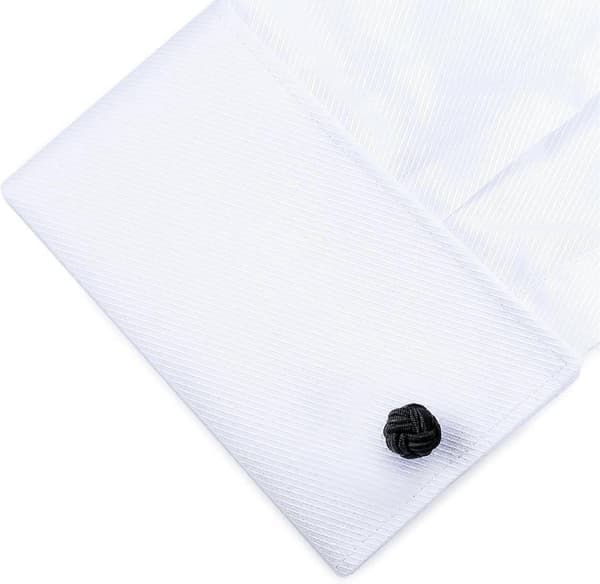 20 mansjettknapper til herreskjorte, stoff, forretning, bryllupsgave, elastiske doble perleknapper, svart