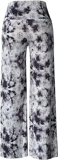 Elastiske bukser med vide ben for kvinner (Tie Dye Grey)